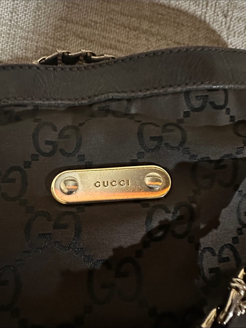 Gucci black GG Monogram Chain-Handle Tote - Picture 6 of 10